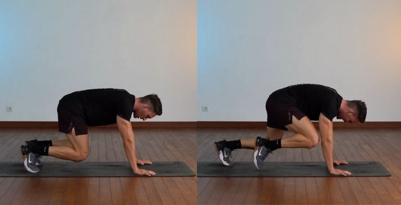 bài tập cơ bụng 6 múi học sinh bear plank knee to elbow
