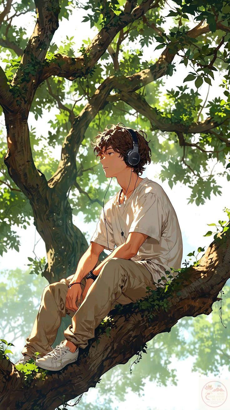 Ánh sáng và bóng tối phối hợp hài hòa, khiến chân dung anime nam càng thêm ấn tượng