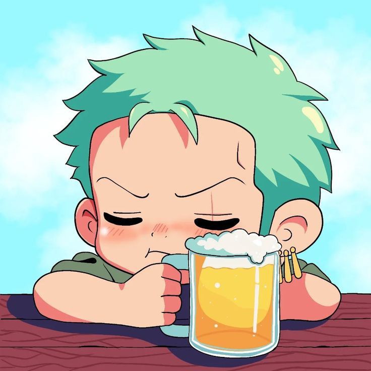 Chibi Zoro uống bia