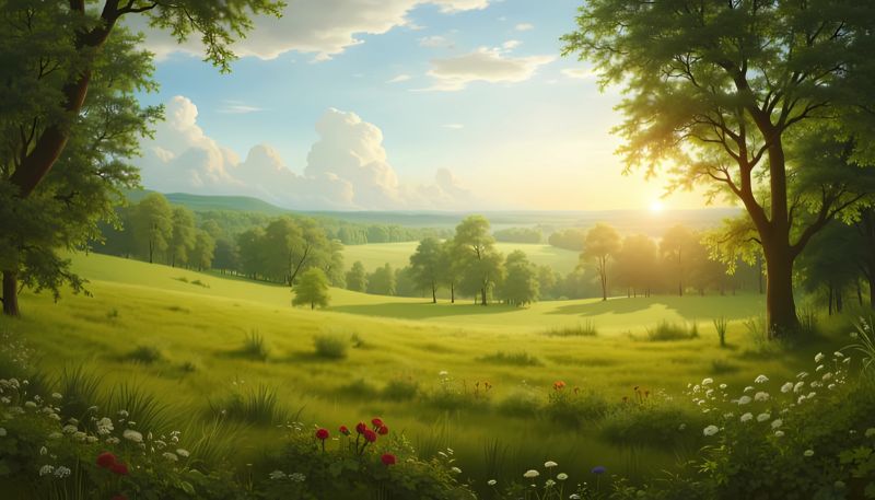 Hình nền cây xanh trên thảo nguyên cho máy tính