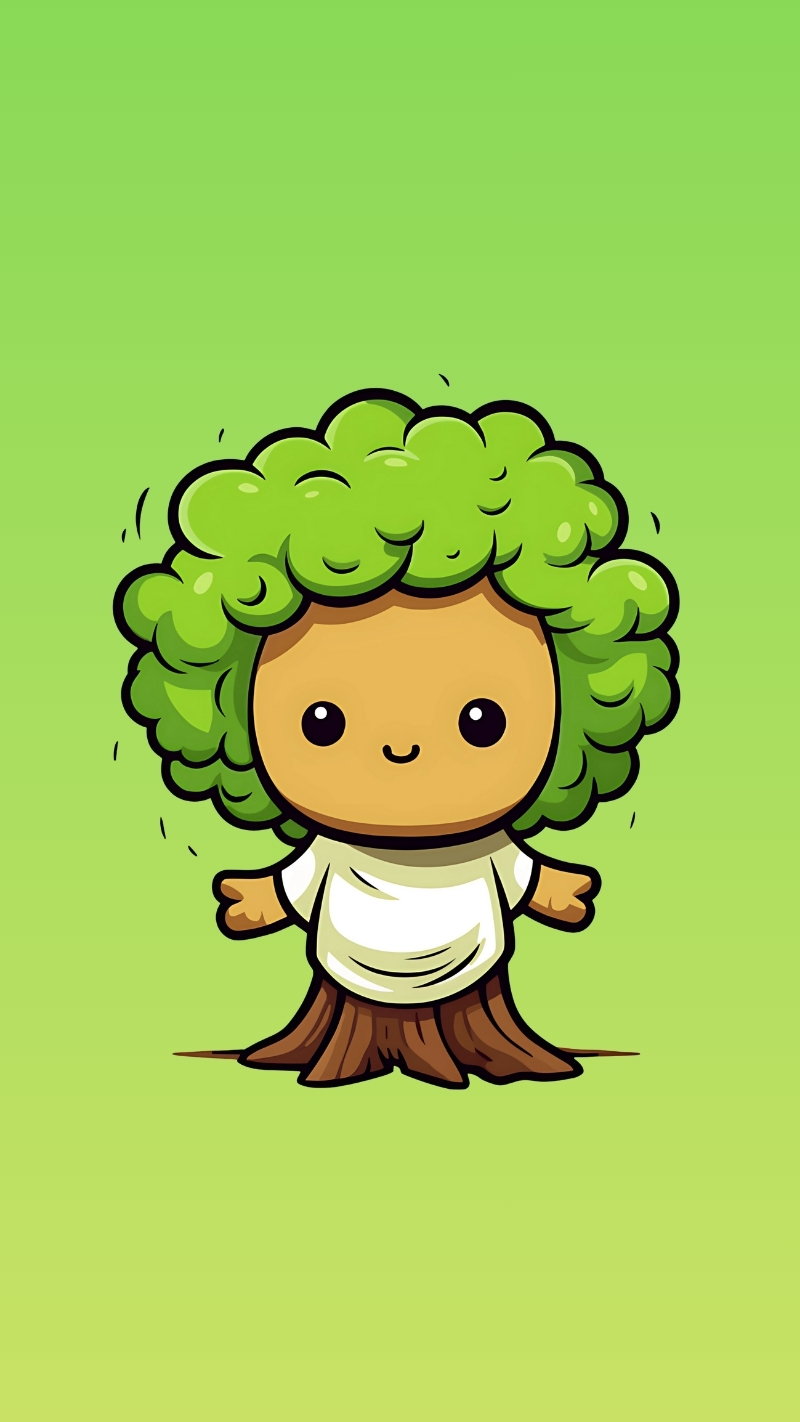 hình nền cây xanh cute 3d