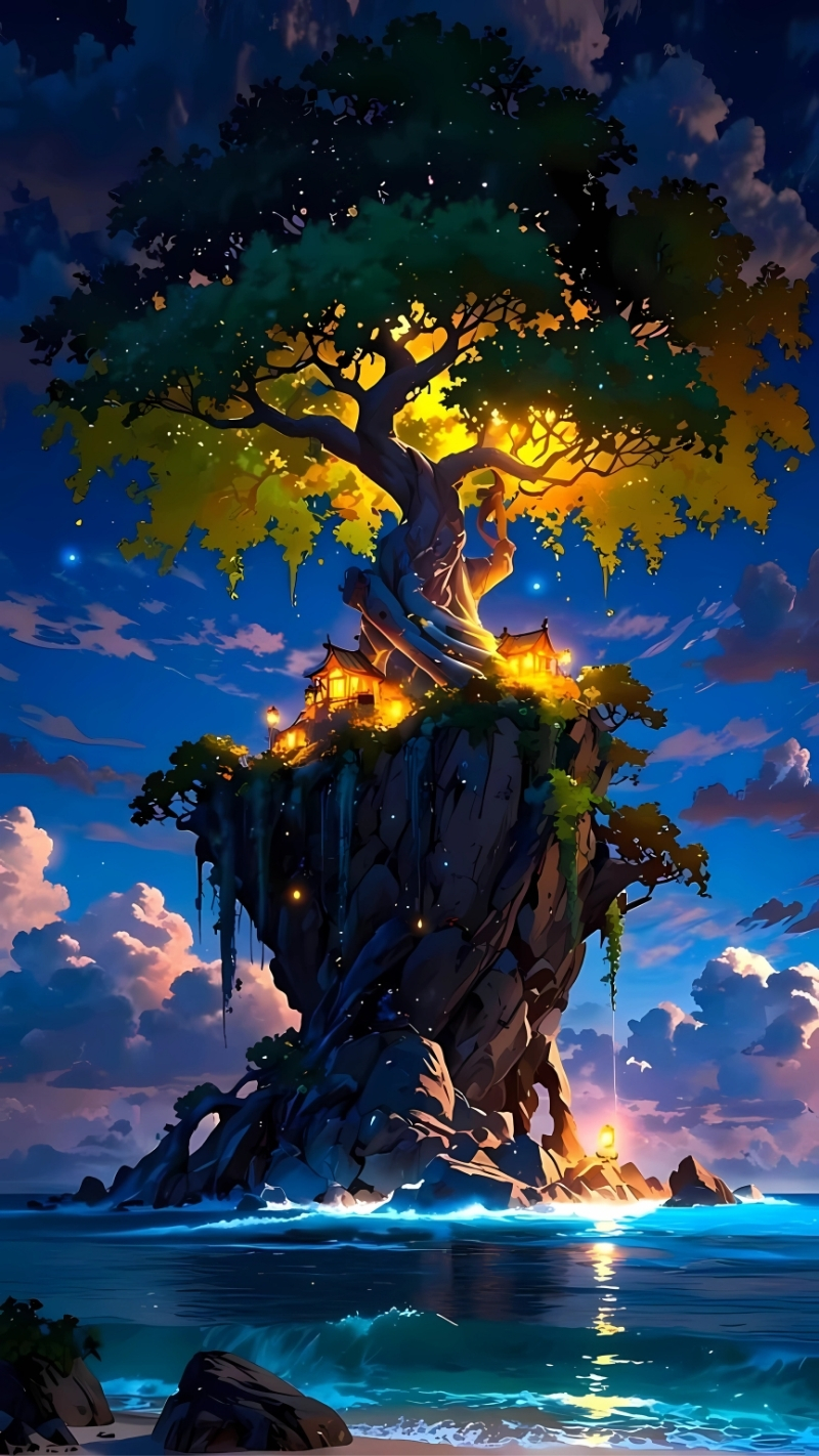 hình ảnh cây xanh anime cho điện thoại