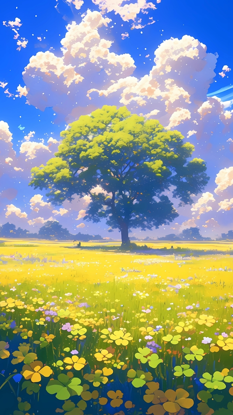 hình nền anime cây xanh phong cảnh