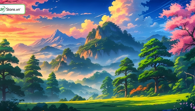 hình ảnh cây xanh cực chill trong rừng