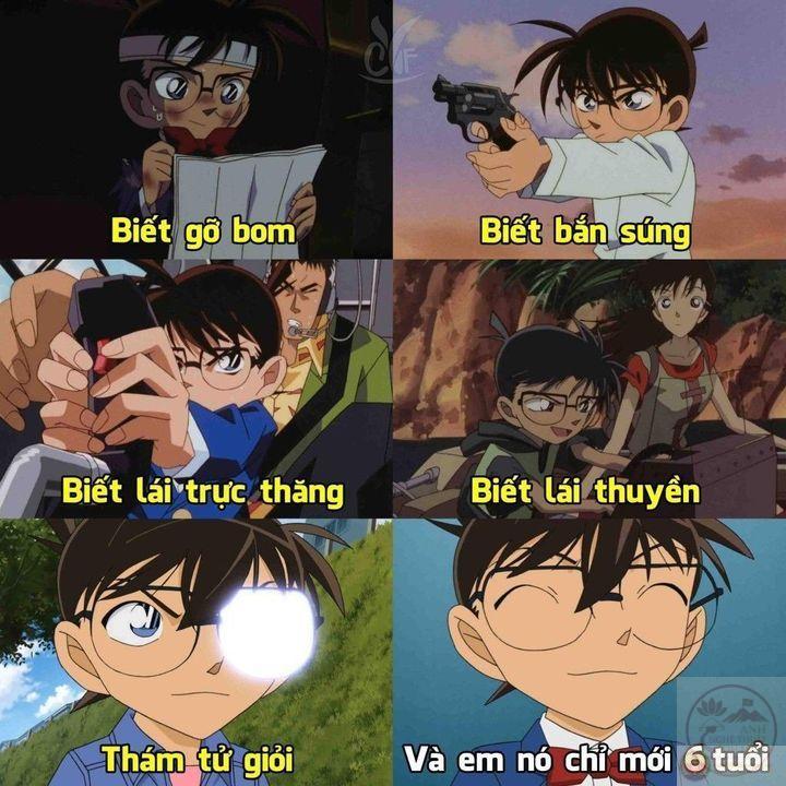 Biểu cảm của Conan khi phát hiện manh mối thành meme vui nhộn