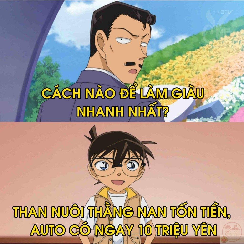 Meme chế Conan gắn với biểu cảm cười tinh nghịch