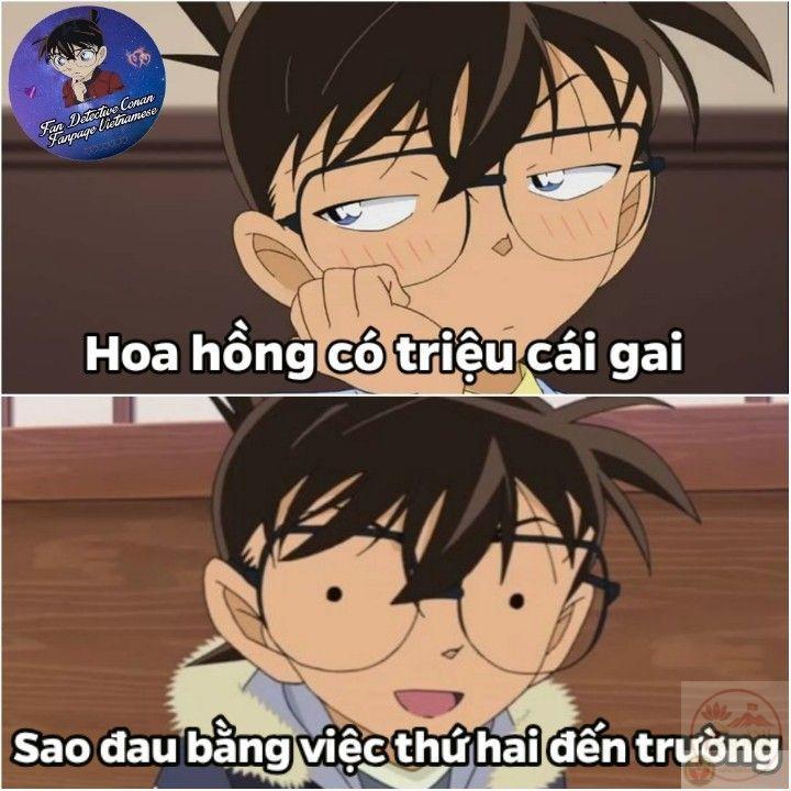 Biểu cảm lạnh lùng của Conan được tái hiện qua meme