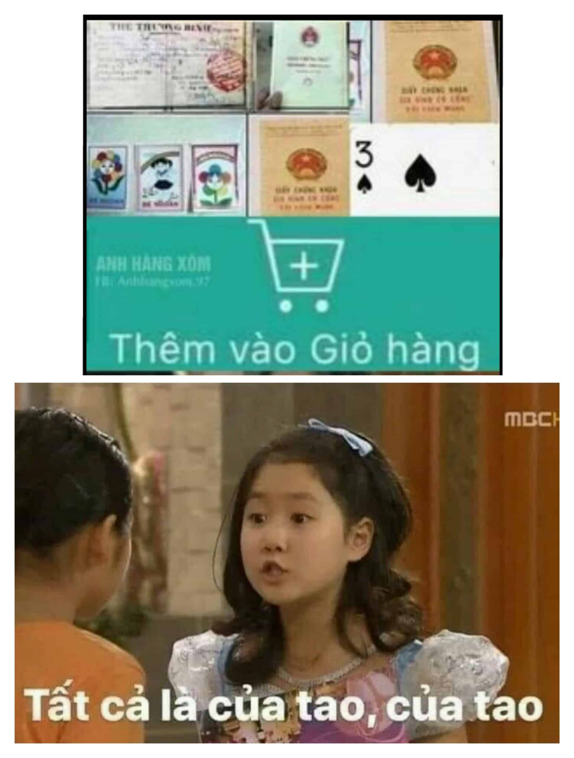 Ai có ba bích, ai có sổ hộ nghèo được quyền ưu tiên "chốt đơn" trước là ý nghĩa của meme này - Nguồn ảnh: Internet