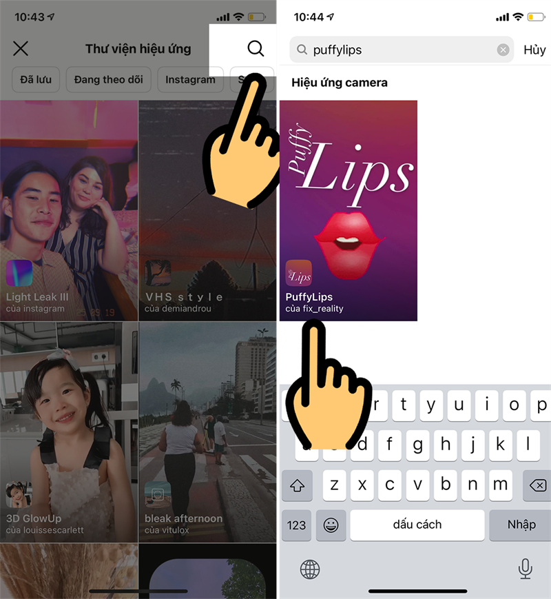 nhập tìm kiếm từ puffylips