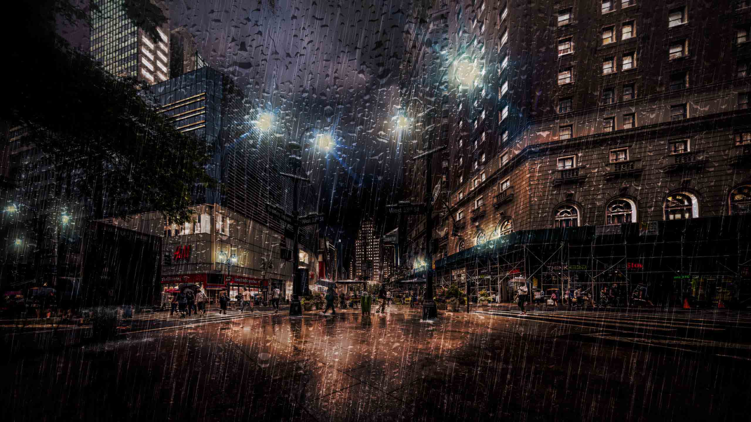 con mua dem hinh anh mua buon tren pho 2560px 1440px 2k 6