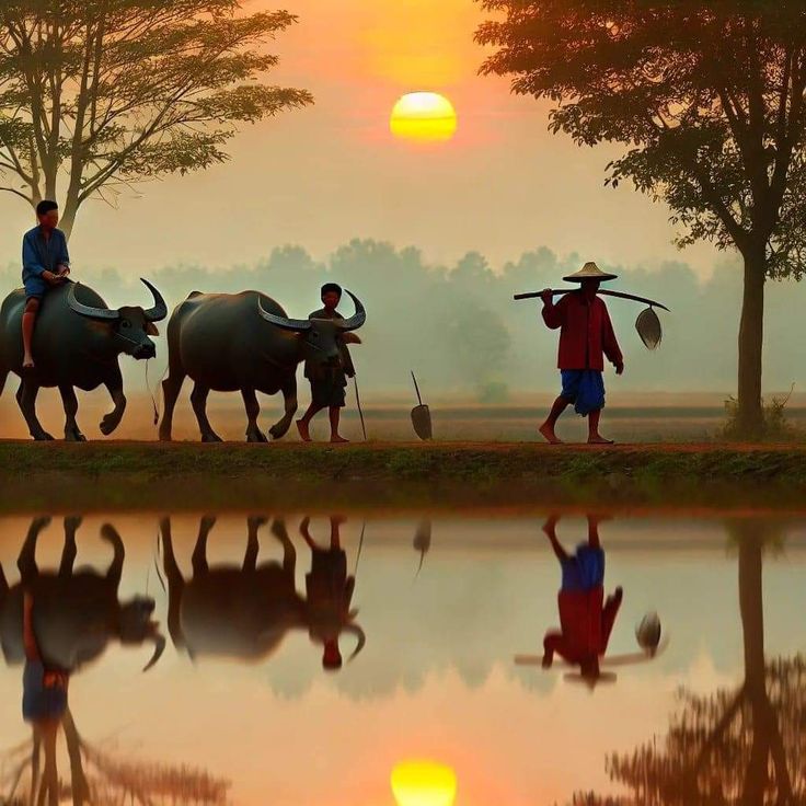 Ảnh đồng quê chill trong khoảnh khắc ngày tàng lặng lẽ trôi