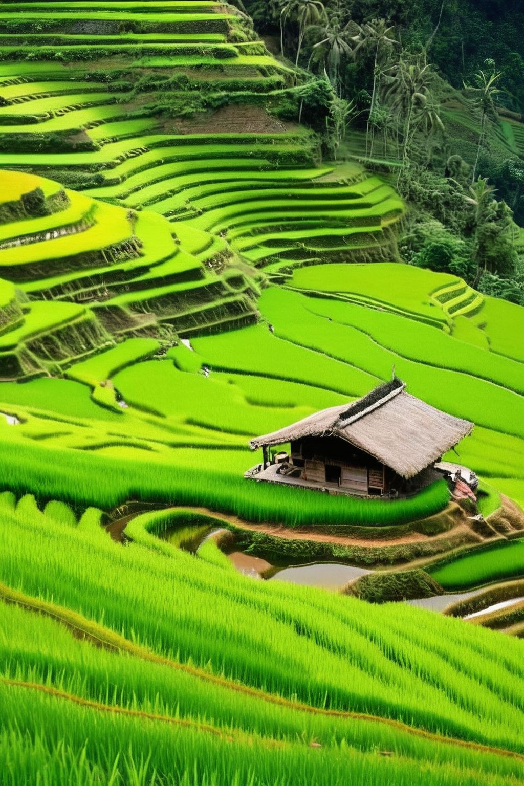 Hình ảnh làng quê yên bình với ruộng bậc thang trập trũng núi đồi