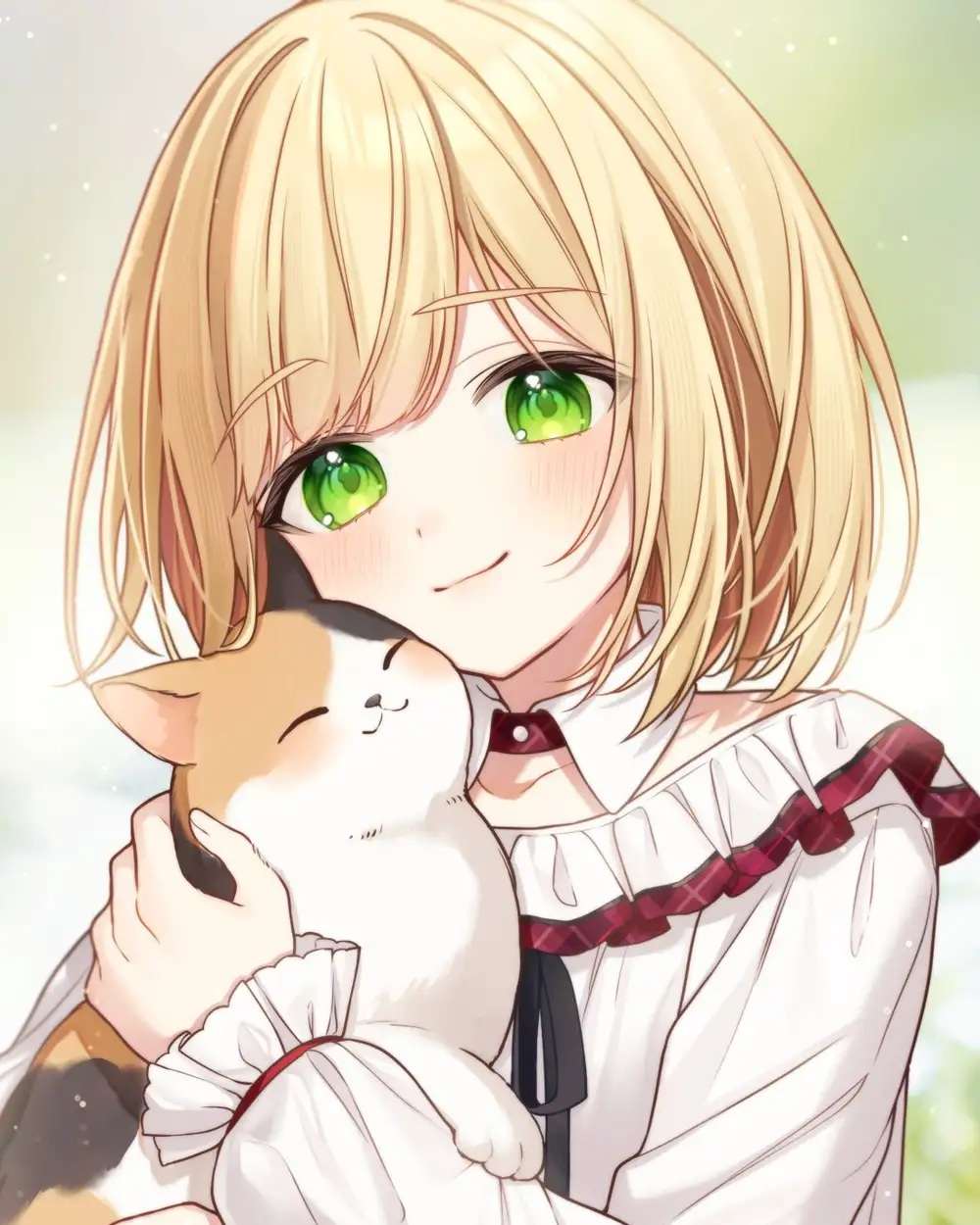 Avatar mèo anime màu hồng