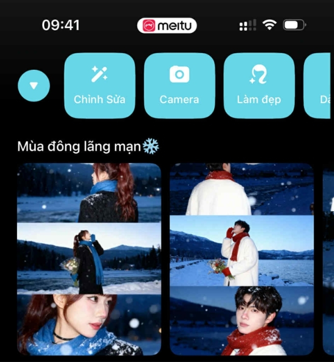 Cách tạo ảnh mùa đông tuyết trắng bằng Meitu