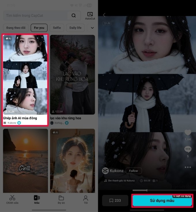 Cách tạo ảnh mùa đông tuyết trắng bằng Capcut