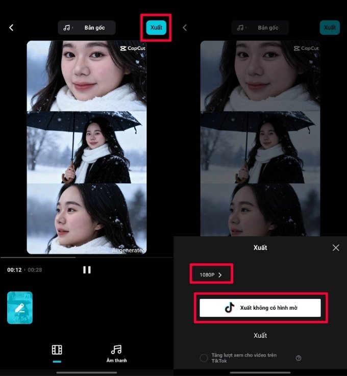 Cách tạo ảnh mùa đông tuyết trắng bằng Capcut