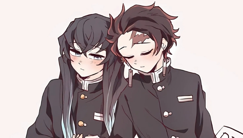 Ảnh Muichirou và Tanjiro hành động máy tính