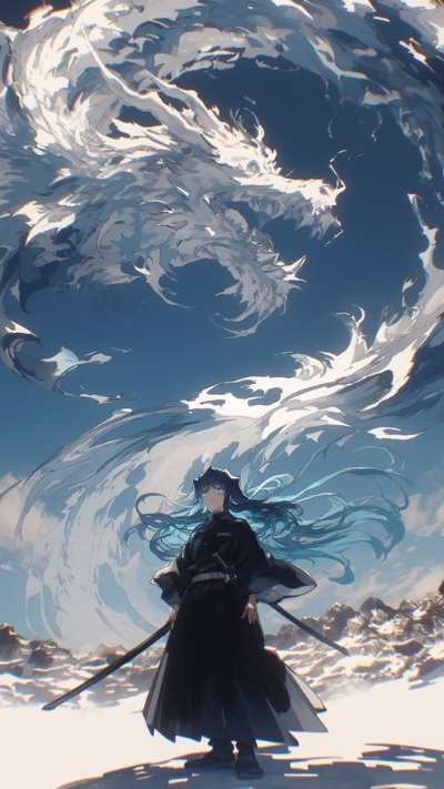 Hình nền Muichirou ngầu nền xanh đậm