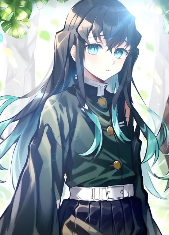 Ánh sáng xuyên qua tán lá chiếu lên Muichirou