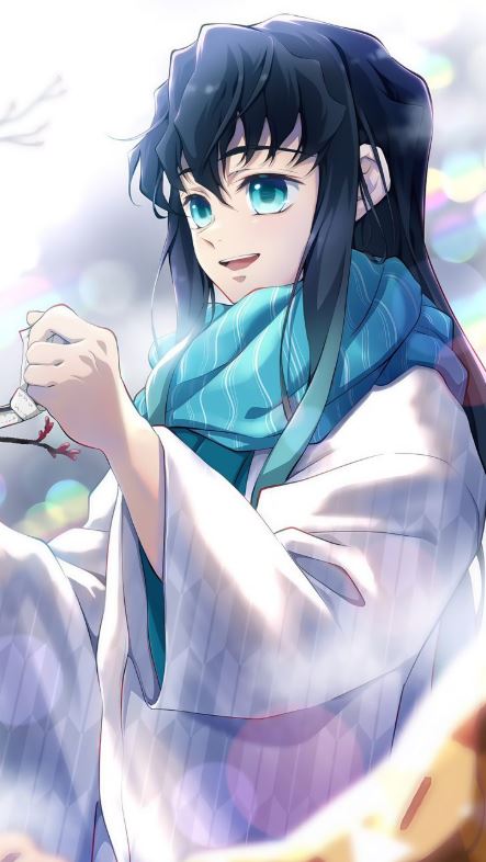 Muichirou trong bộ kimono trắng mùa đông