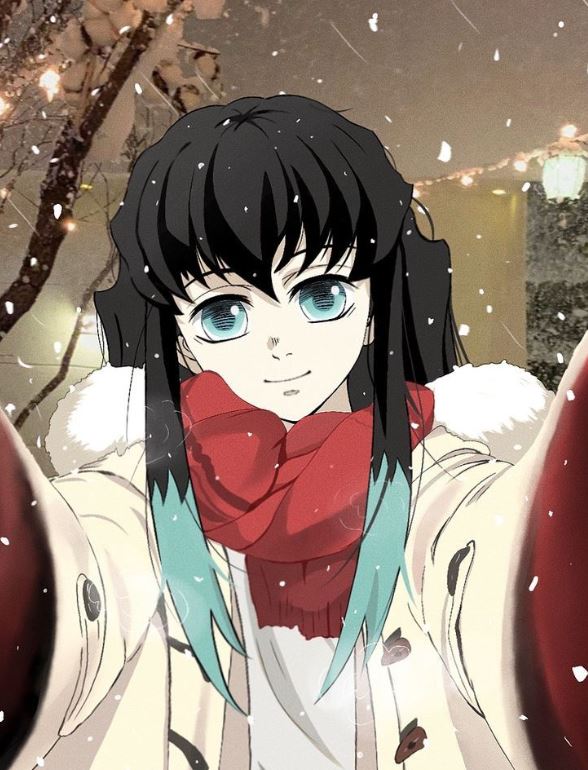 Muichirou selfie giữa trời tuyết và khăn đỏ