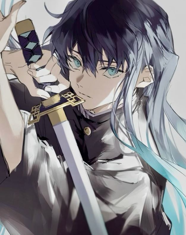 Muichirou ngậm kiếm với ánh mắt quyết đoán