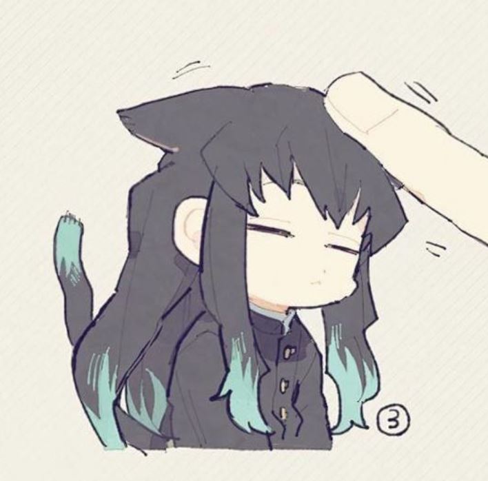 Muichirou dạng mèo được xoa đầu đáng yêu