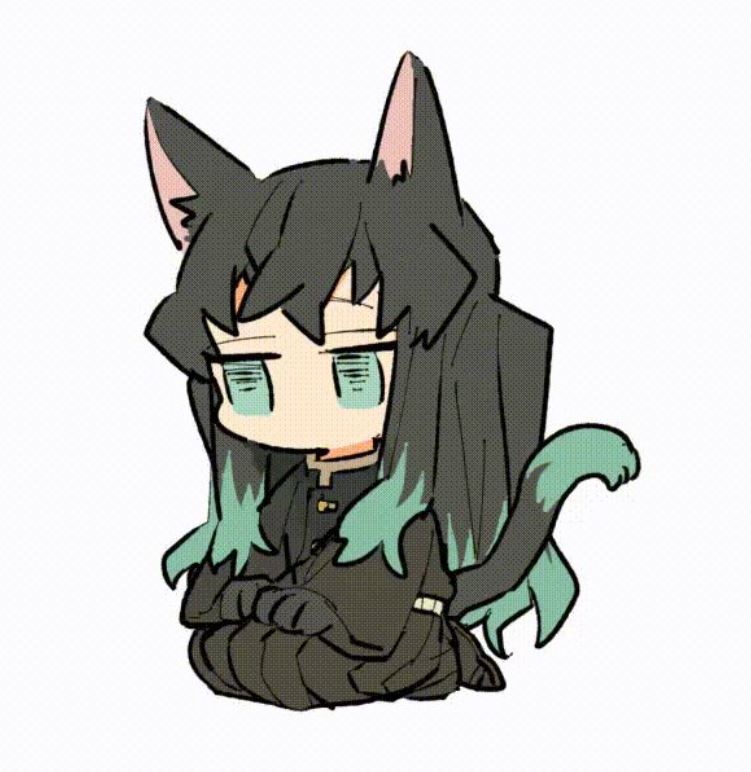 Muichirou mèo lười biếng khoanh tay ngồi yên