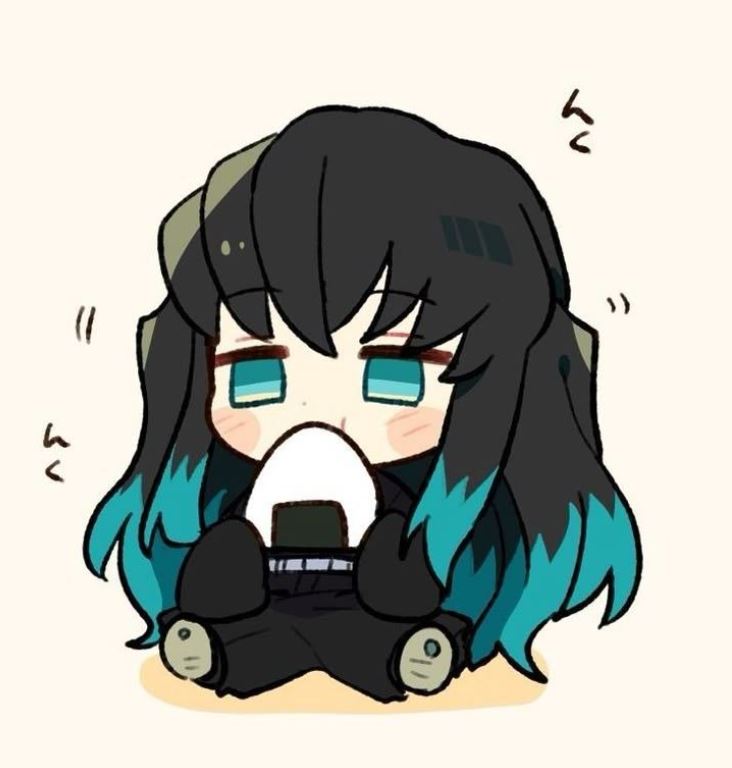 Muichirou ăn onigiri trông siêu đáng yêu