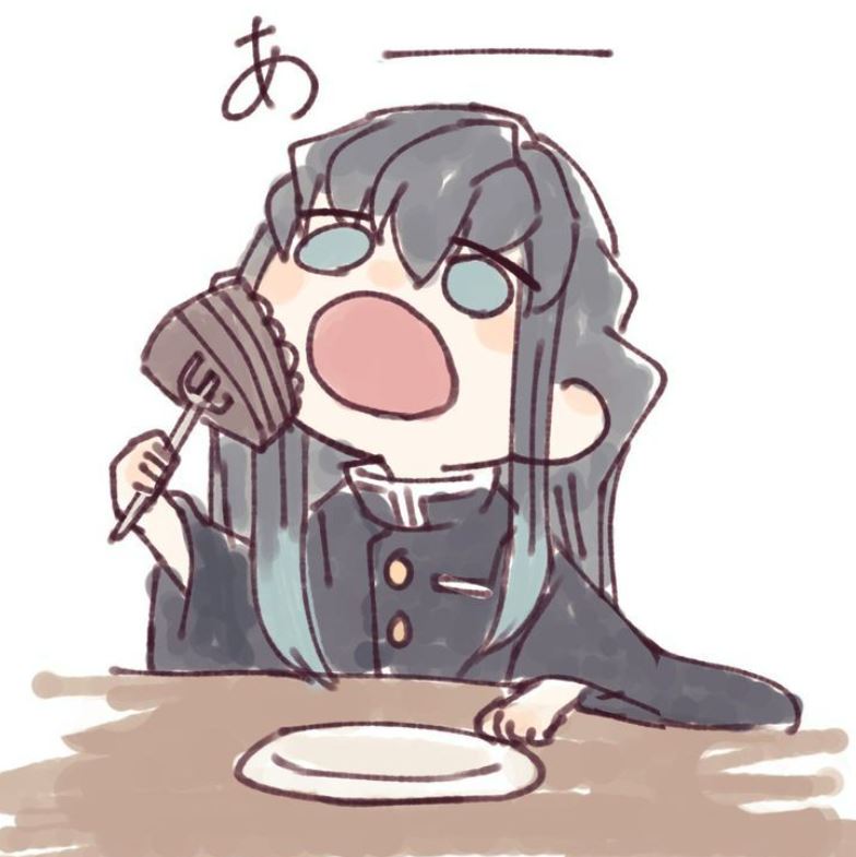 Muichirou chuẩn bị ăn bánh ngọt