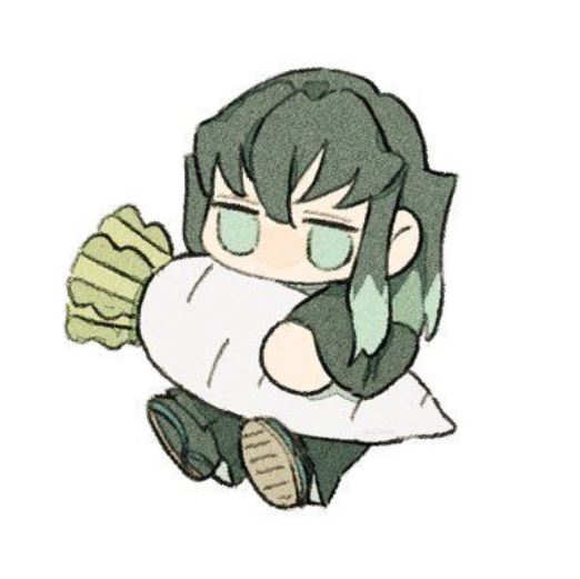 Muichirou ôm gối củ cải