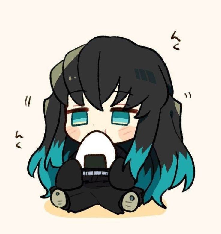 Muichirou ăn cơm nắm vui vẻ