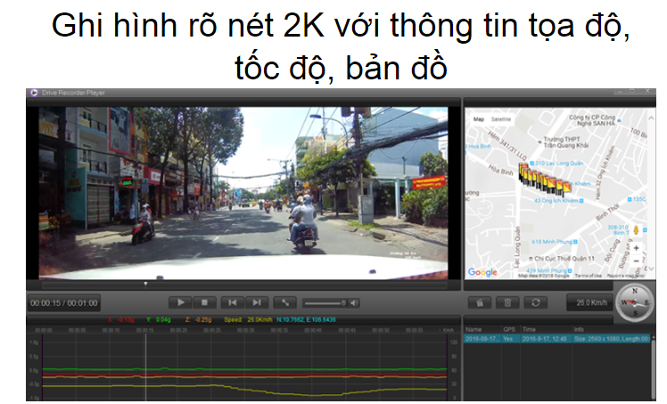 Camera hành trình xe K9 Pro ghi hình với độ phân giải 2K cho hình ảnh rõ nét