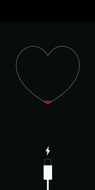 Hình nền điện thoại buồn cần được sạc pin trái tim