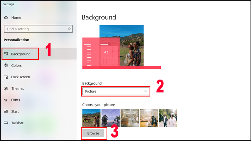 Cài hình nền trực tiếp từ hình ảnh