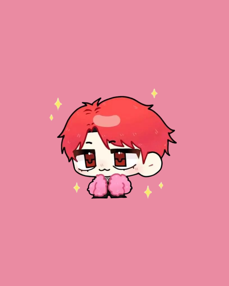 chibi tóc hồng, áo hồng