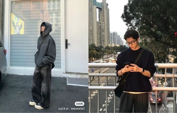 Boy phố với Hoodie hoặc sweater dáng rộng