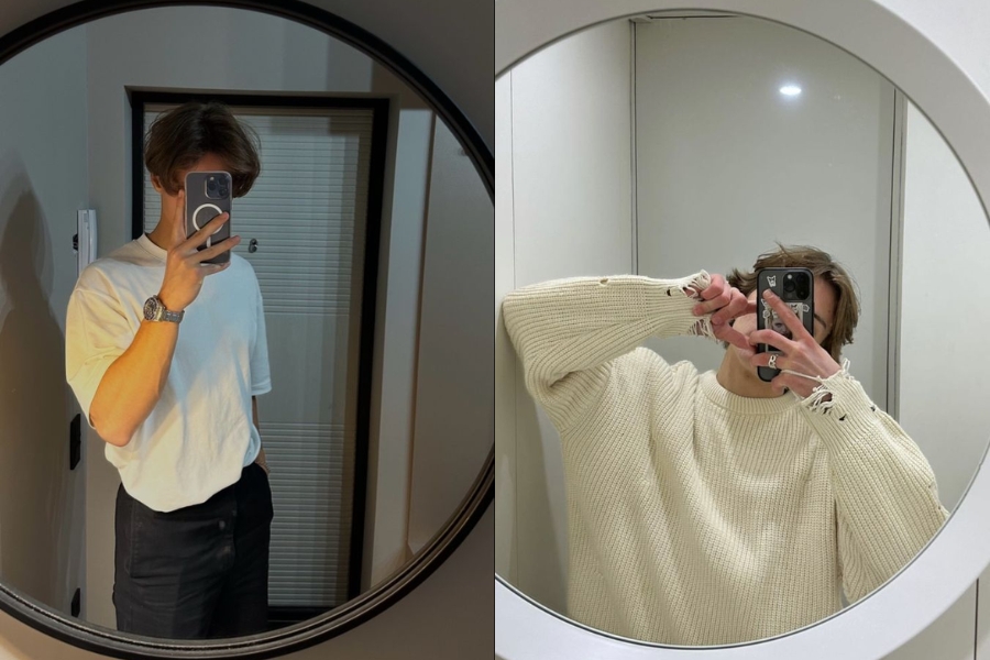 Thêm phần nghệ thuật khi chụp trước gương có lồng khung