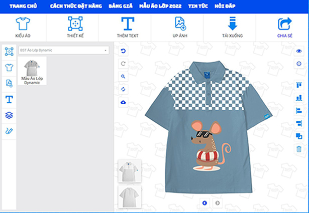Hướng dẫn tự thiết kế áo lớp hình con chuột tại website của Hải Anh