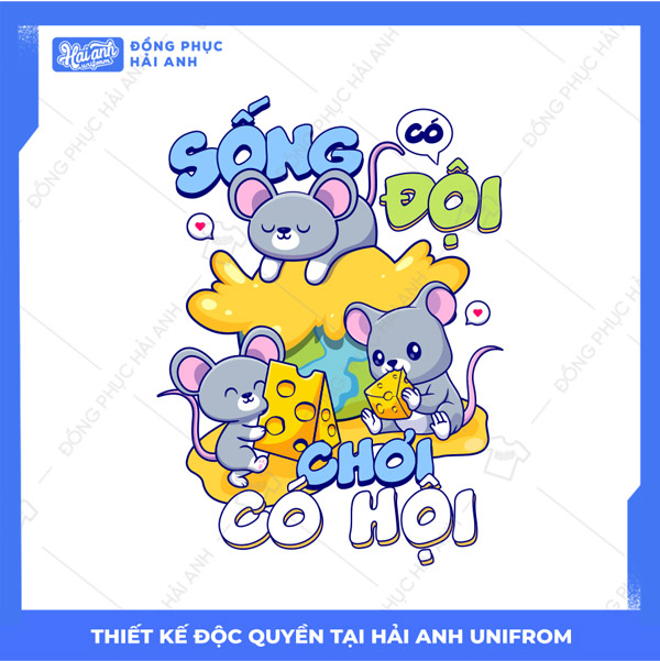 Mẫu hình in chuột “sống có đội, chơi có hội”