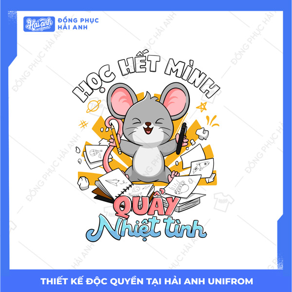 Hình in chuột dễ thương “học hết mình, quẩy nhiệt tình”