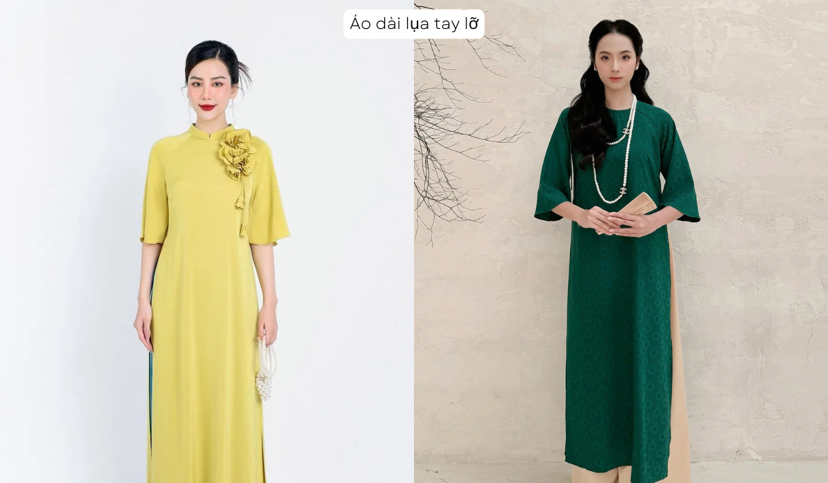 Áo dài ren tay lỡ