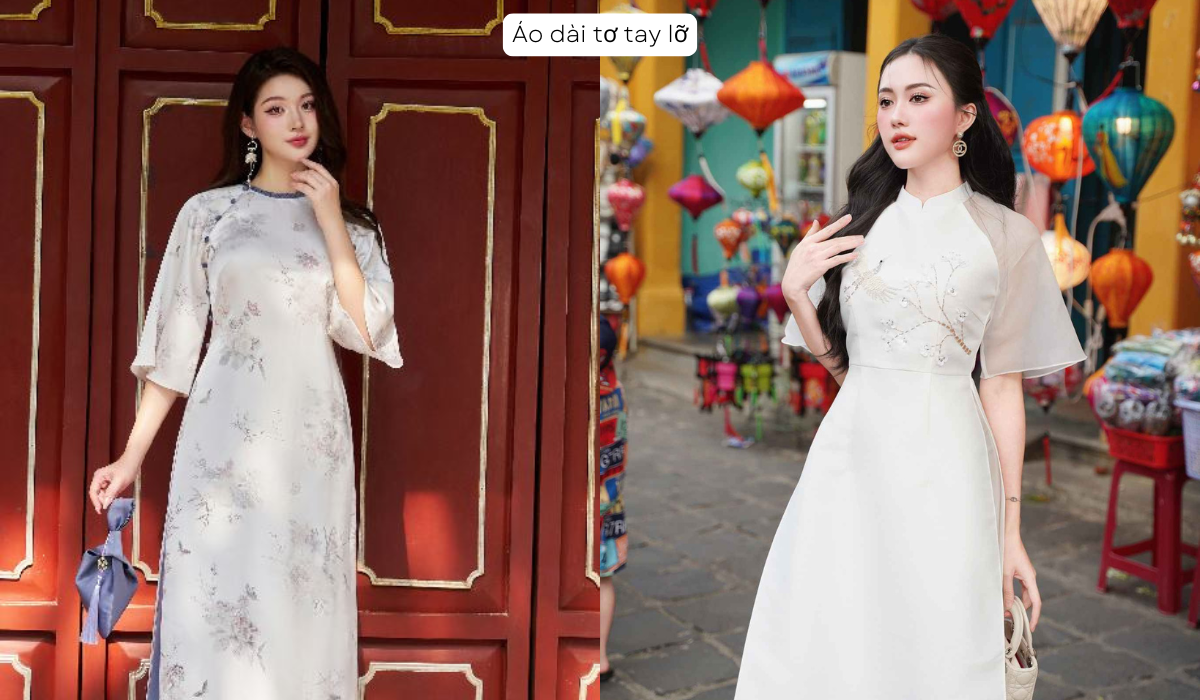 Áo dài tay lỡ trễ vai