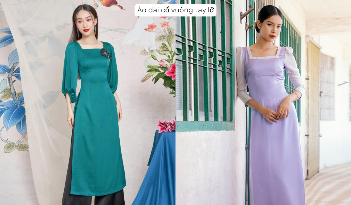 Áo dài cổ cao tay lỡ