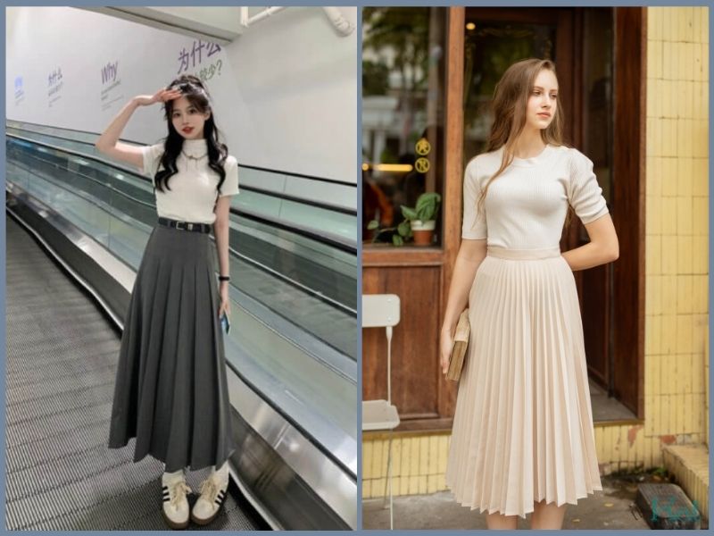 chân váy dài cho người lùn