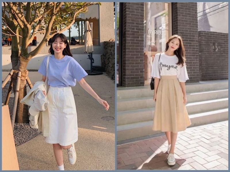 11 cách phối đồ với chân váy dài cho người lùn cực hack dáng