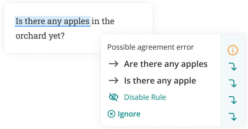 ProWritingAid detecting a subject-verb agreement issue