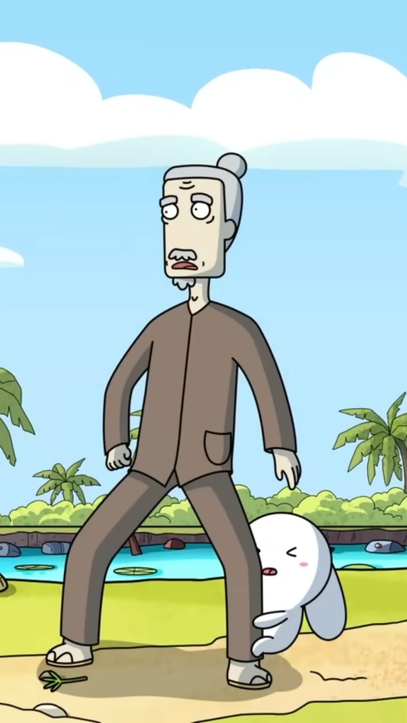 Hình nền cảm xúc sắc nét ông Năm và thỏ