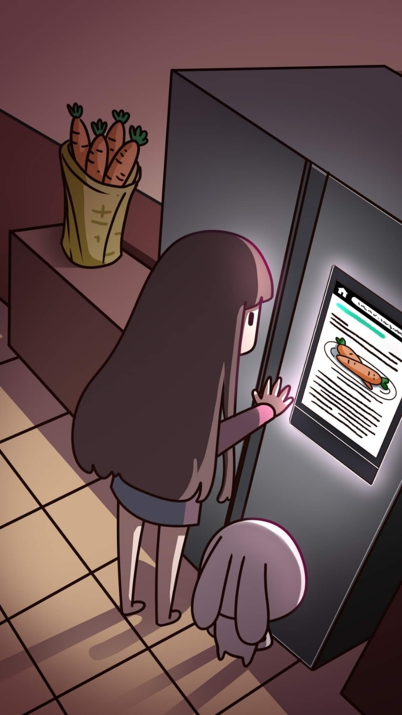 Hình nền thỏ 7 màu và chị Xô cực dễ thương