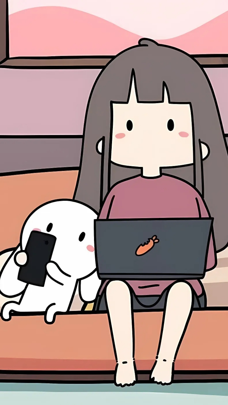 Hình nền thỏ 7 màu và chị Xô nắm tay dễ thương